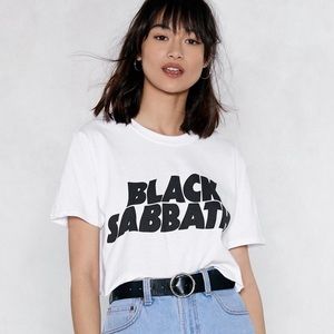 Nasty Gal Black Sabbath Crop Top Size Small